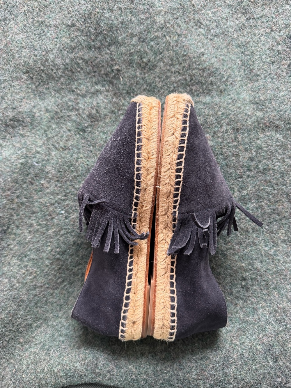 Chloe Navy Blue Suede Fringe Espadrilles Flats Size US 8 - Picture 4 of 5